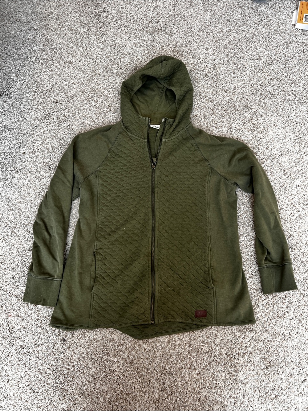 LL Bean quilted zipper jacket Army Green M